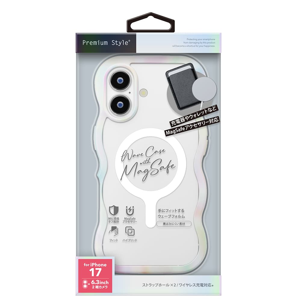 PGA iPhone 17用 MagSafe対応 ウェーブケース オーロラホワイト PG-25AMW04WH 35g