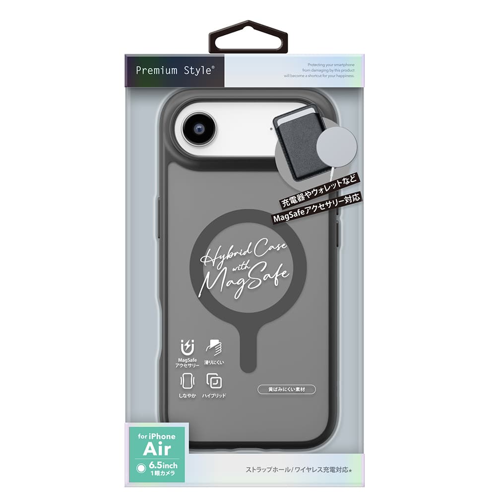 PGA iPhone Air用 MagSafe対応 ハイブリッドケース ブラック 30g