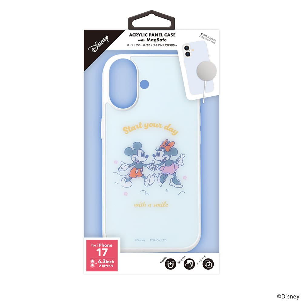 PGA iPhone 17用 MagSafe対応 アクリルパネルケース ミッキー&ミニー 50g