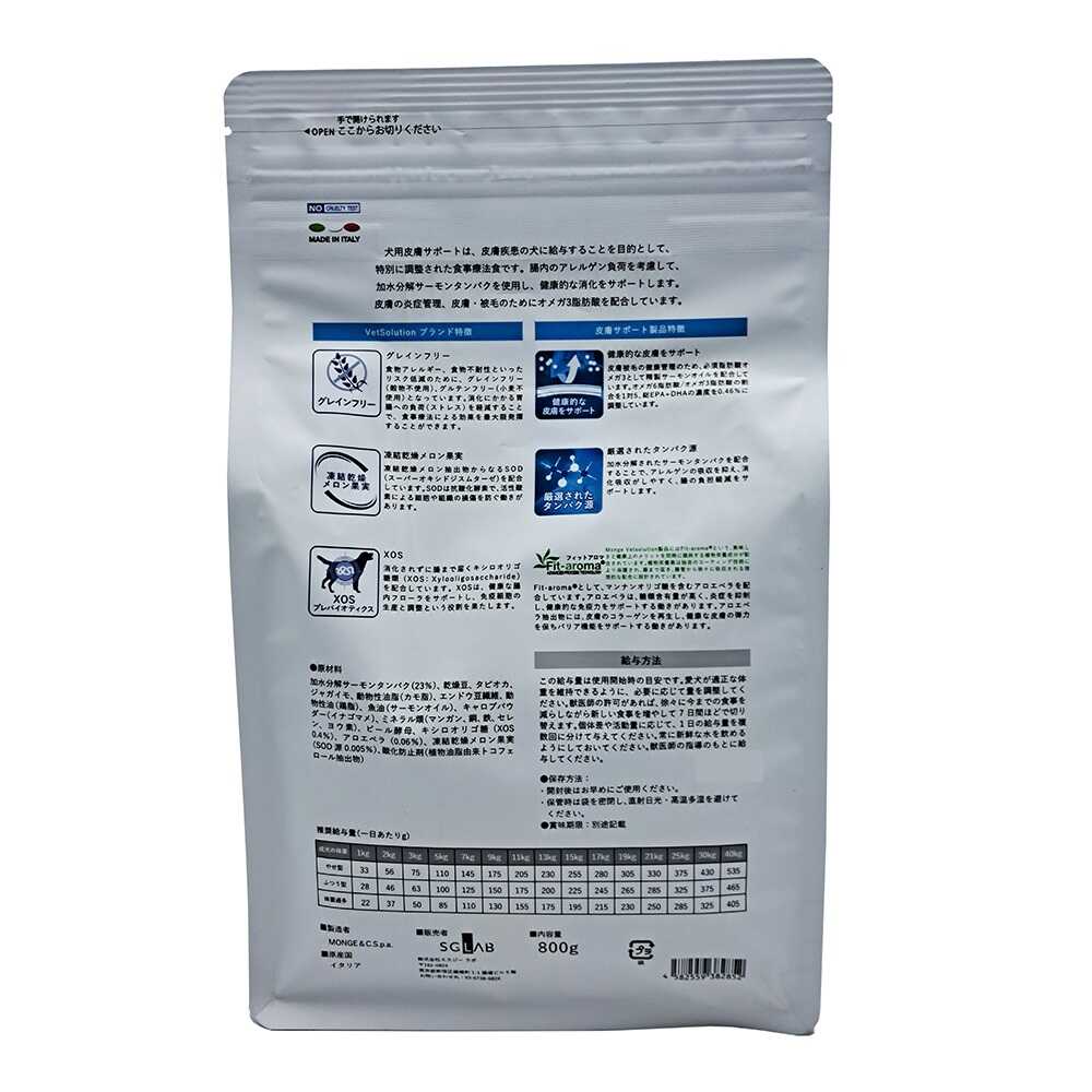 monGe ベッツソリューション 犬用 皮膚サポート 800g