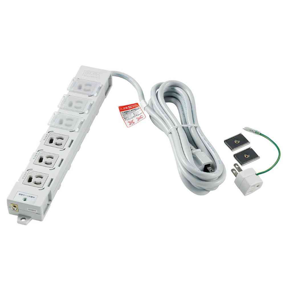 エルパ ELPA カバー付事務所向けタップ 耐雷 6個口3m OAT-JPC63SB