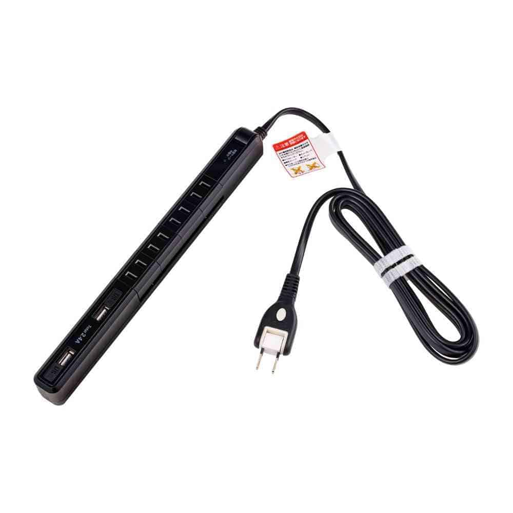 エルパ ELPA スリム回転USBタップ 4個口2m WBS-SL402USB(BK)