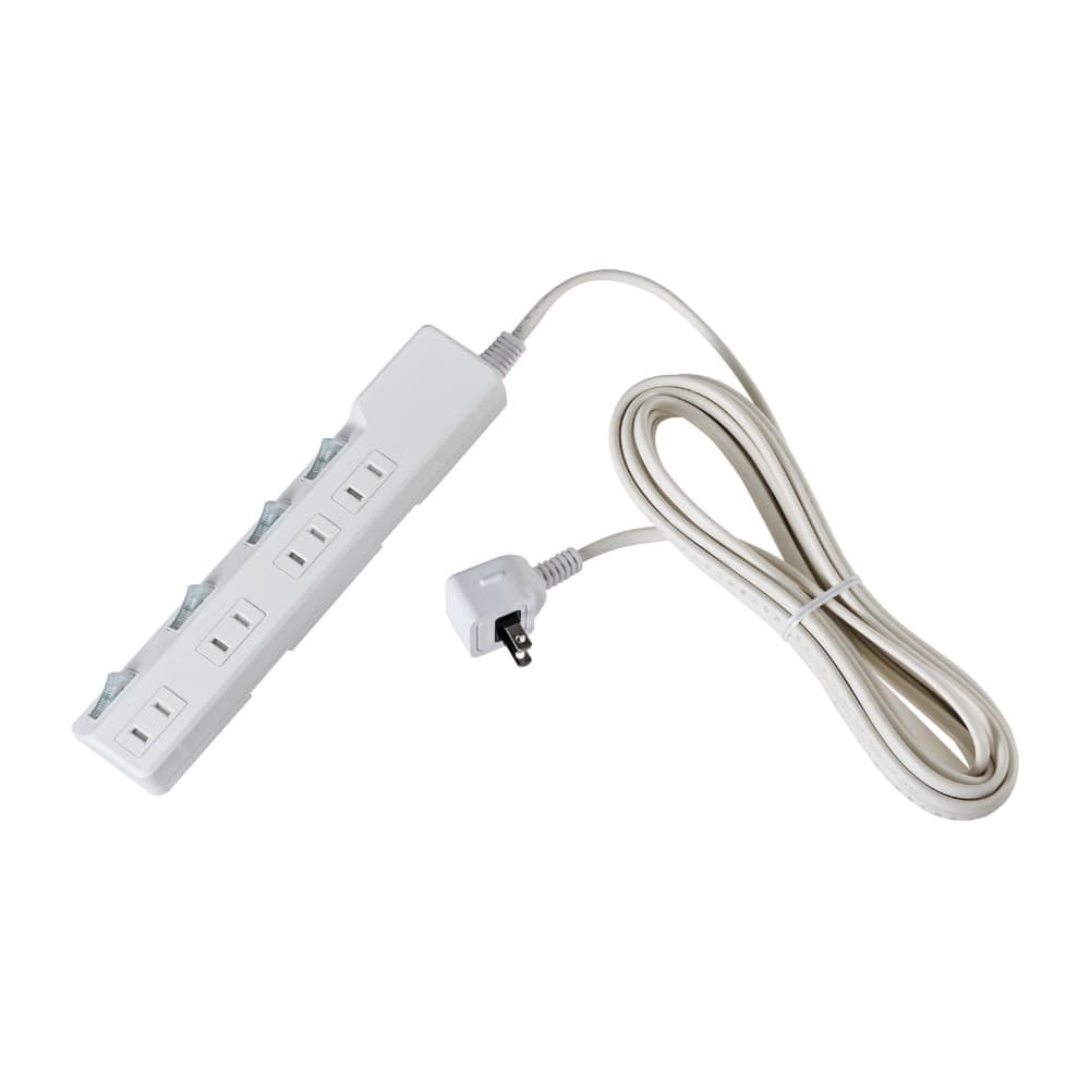 エルパ ELPA ブレーカー付耐雷スイッチ付タップ 4個口5M WLK-45B ホワイト