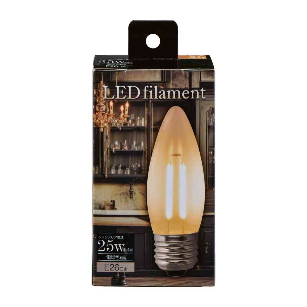 エルパ ELPA フィラメントLEDシャンデリア 調光器対応 E26 LDC2CL-G/D-F375