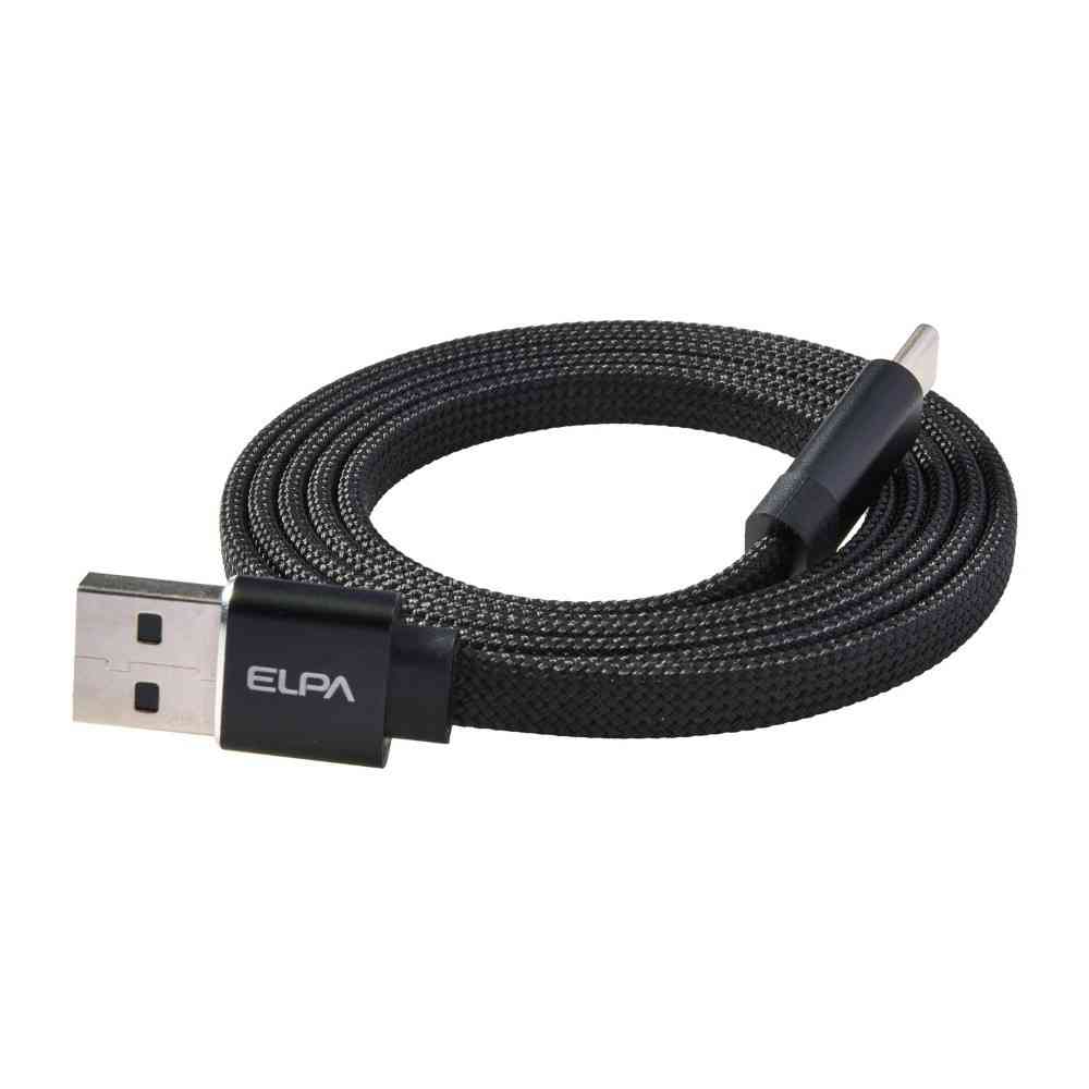 朝日電器 エルパ ELPA マグネットUSBケーブル フラット AtoC 1m MCA-FAC1027(BK)