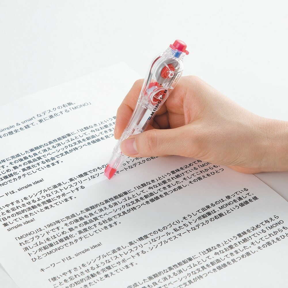 トンボ鉛筆 修正テープ 使い切りタイプ モノPS5 1個 本体ケース:透明プリンターヘッド:赤