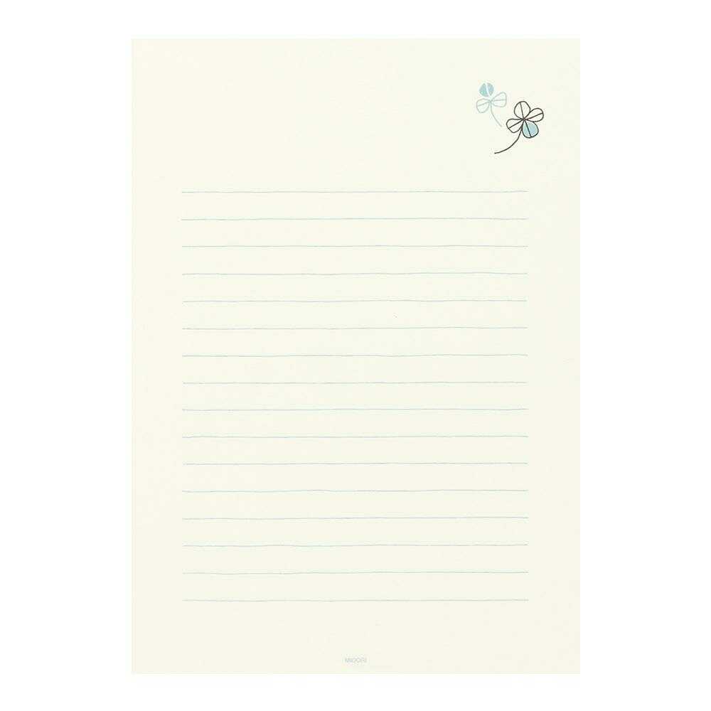 ミドリ 便箋 しあわせをはこぶ手紙 ラッキーモチーフ柄入 4柄×6枚