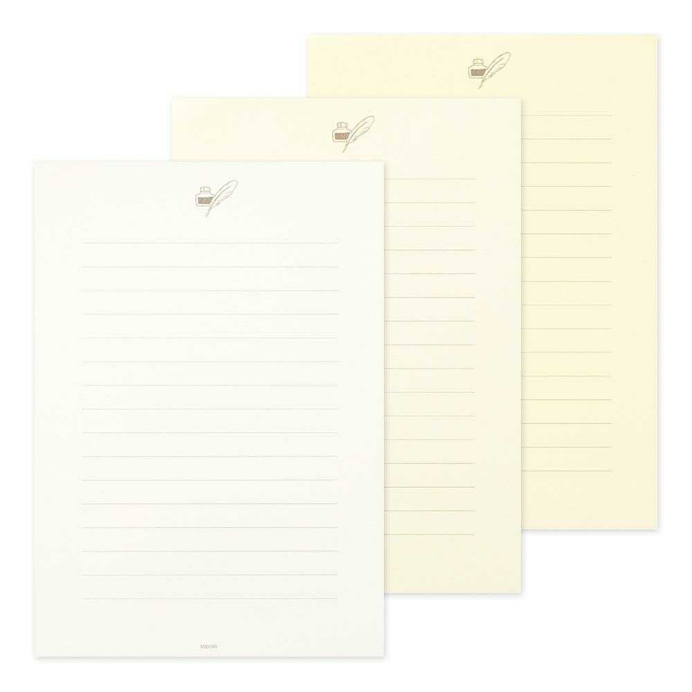 ミドリ 便箋<A5> 色を贈る 白 24枚入(3色×8枚)