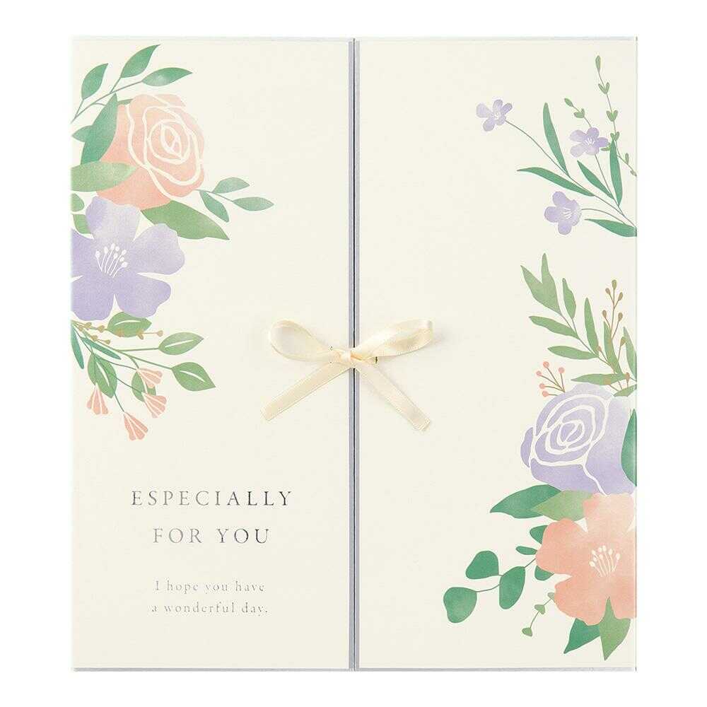 ミドリ カラー色紙 両開き リボン 花柄 1枚