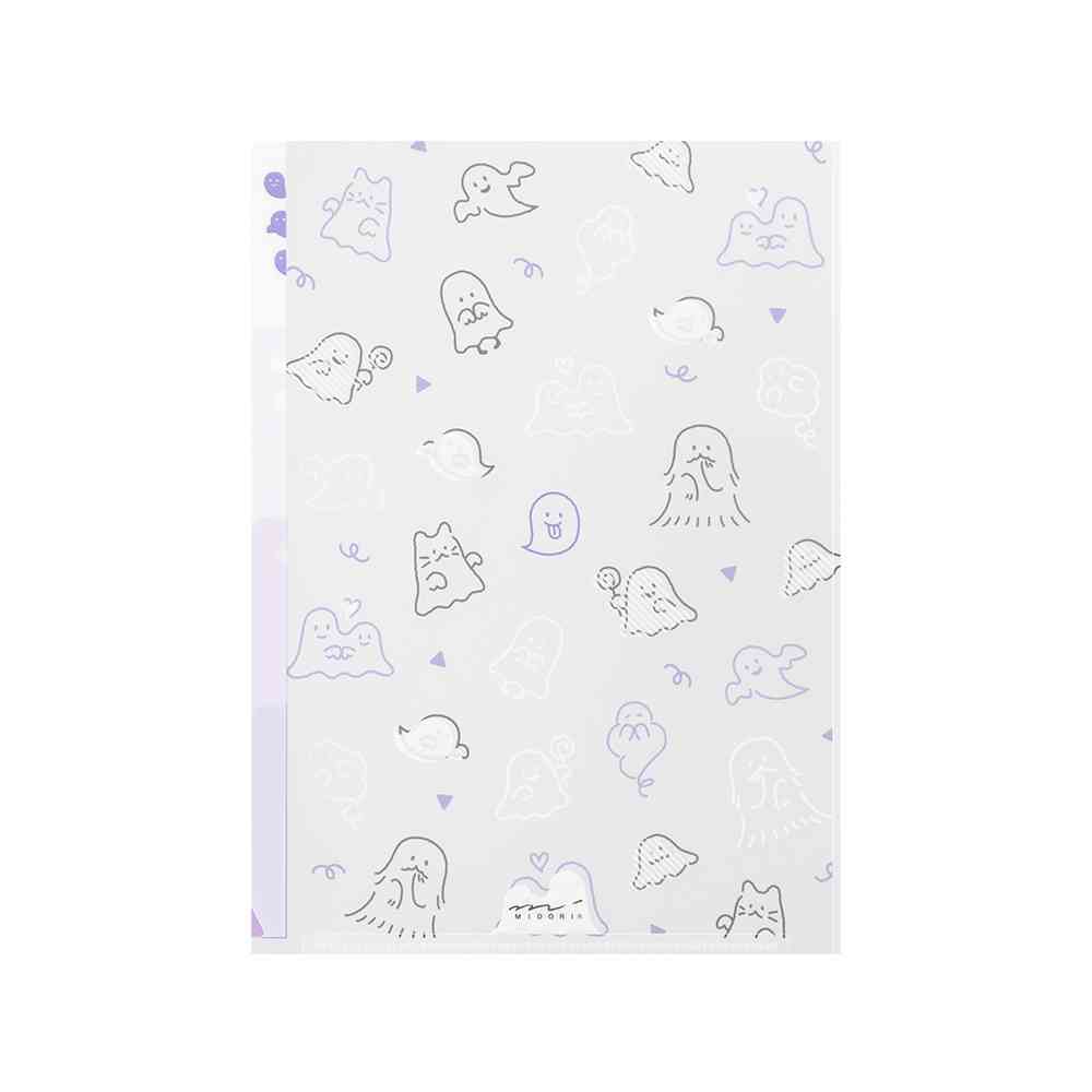 ミドリ 3ポケットクリアホルダー<A5> おばけ柄 1個