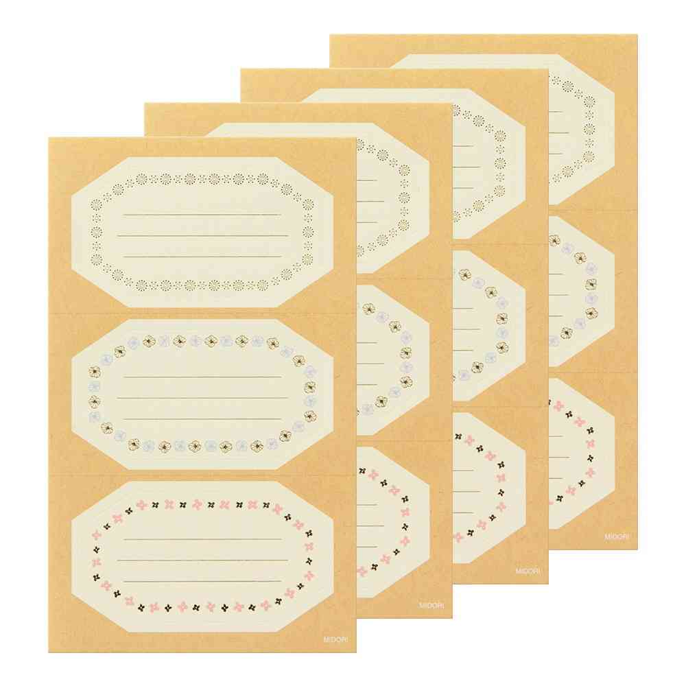 ミドリ シール2441 PCM ラベル フレーム柄 12枚入(3柄×4枚)