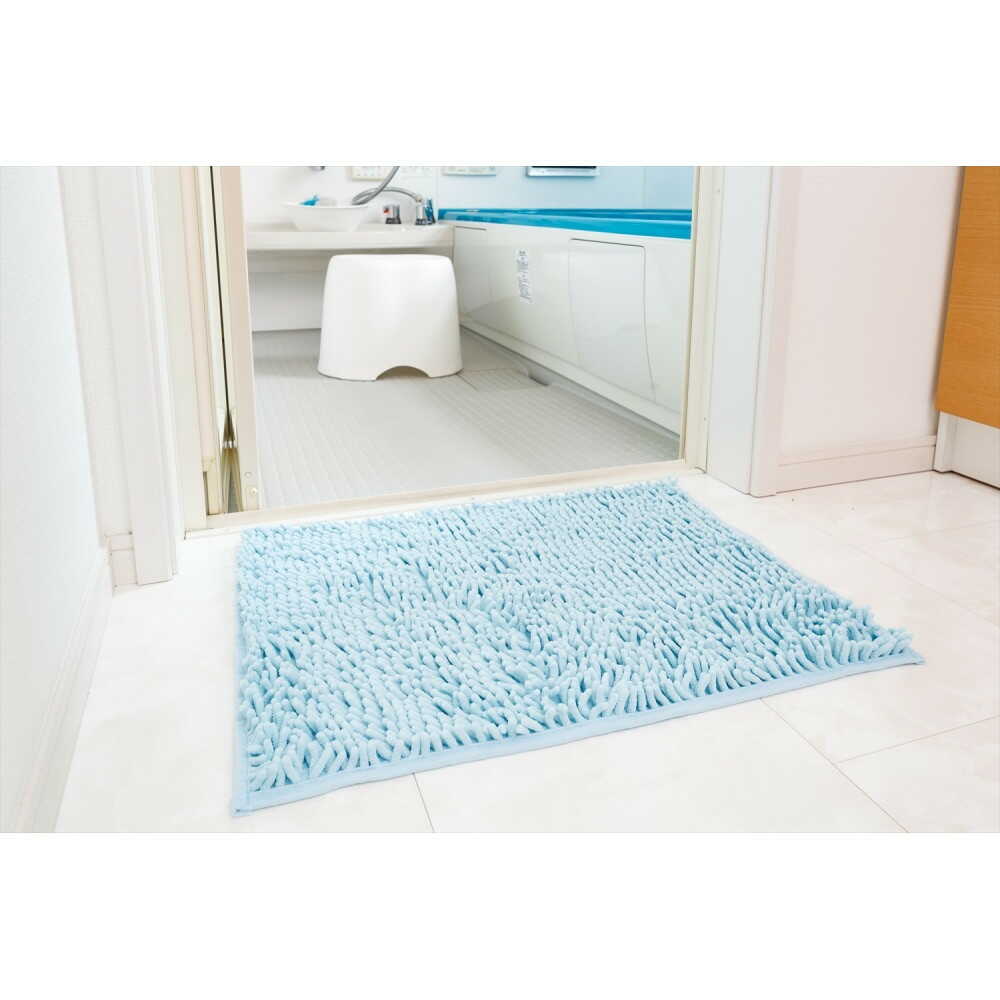 山崎産業 ソフワ マイクロファイバーバスマット M 45×60cm ブルー ブルー