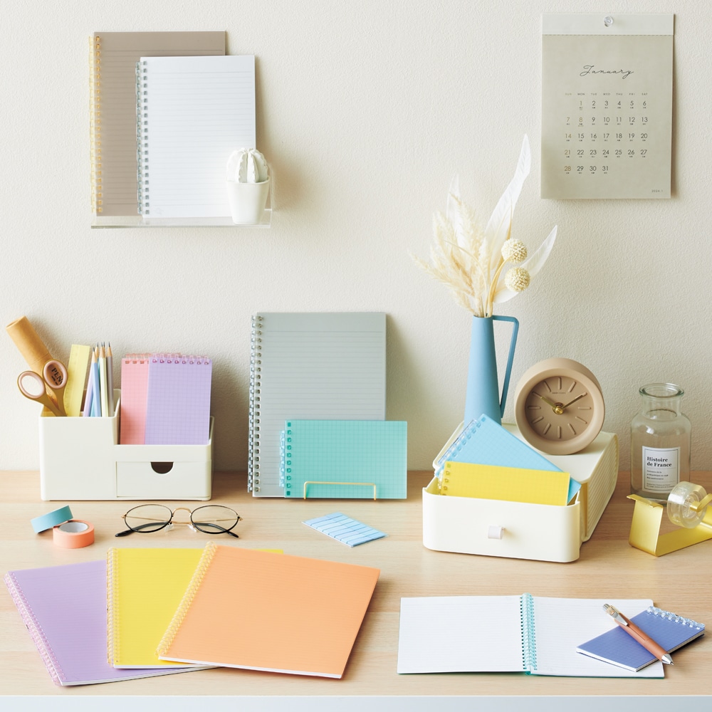 リヒト オープンリングノート A6 イエロー リーフ 30枚