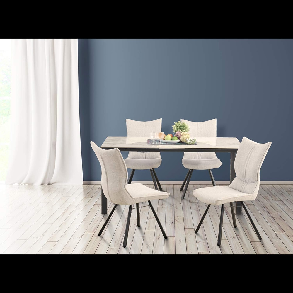 ダイニングチェア Poare 回転式 アイボリー 2脚 メーカー直送▼返品・キャンセル不可【他商品との同時購入不可】