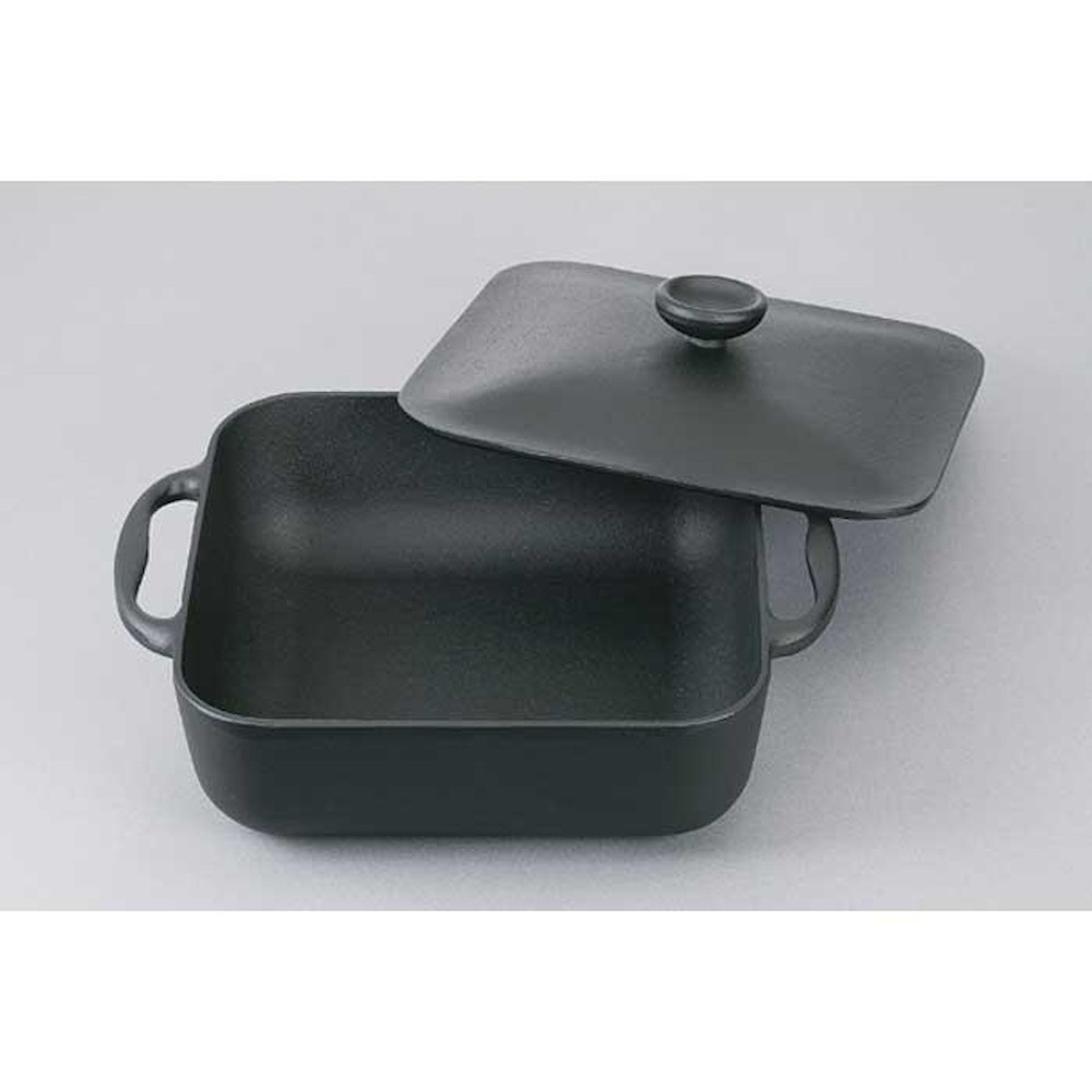 南部鉄器 スクエアパン浅型鍋・深型鍋セット(焼付) 21700 メーカー直送 ▼返品・キャンセル不可【他商品との同時購入不可】