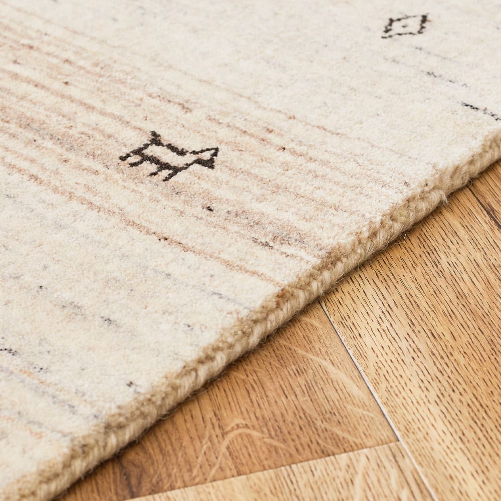 ギャッベマット LORRI BUFF 無染色 BE 45×75cm メーカー直送 ▼返品・キャンセル不可【他商品との同時購入不可