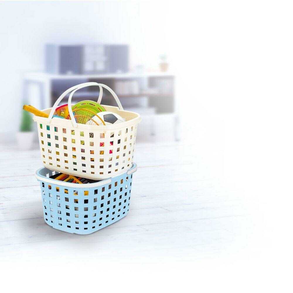 不動技研 スタッキングバスケット アイボリー アイボリー 幅49.5×奥38×高29.1cm