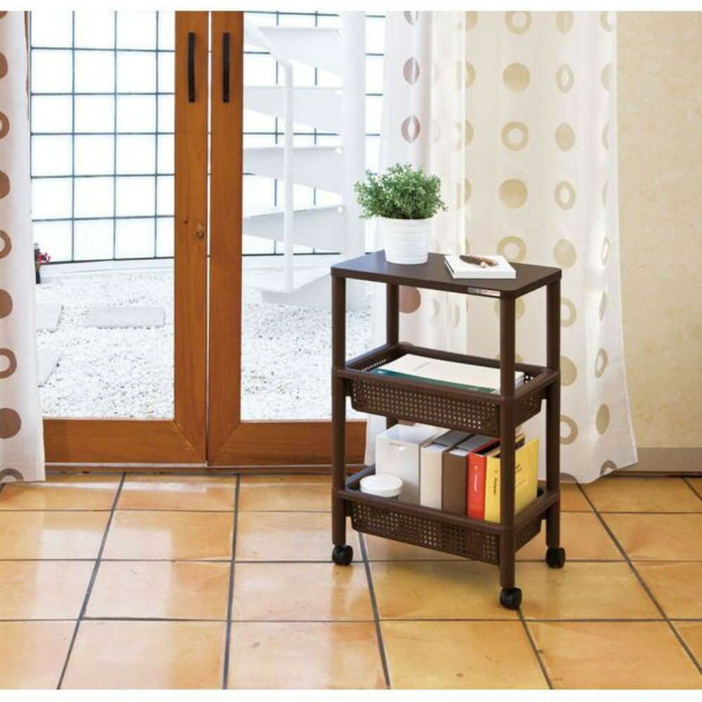 不動技研 ウッドテーブルワゴン3S ブラウン ブラウン