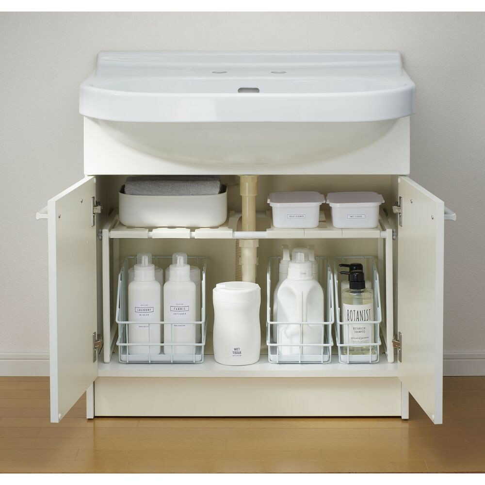 伸晃 洗面下フリーラック伸縮タイプS ホワイト ホワイト