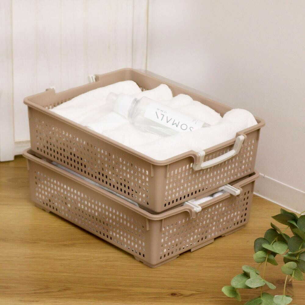 伊勢藤 フリーバスケット L ベージュ ベージュ