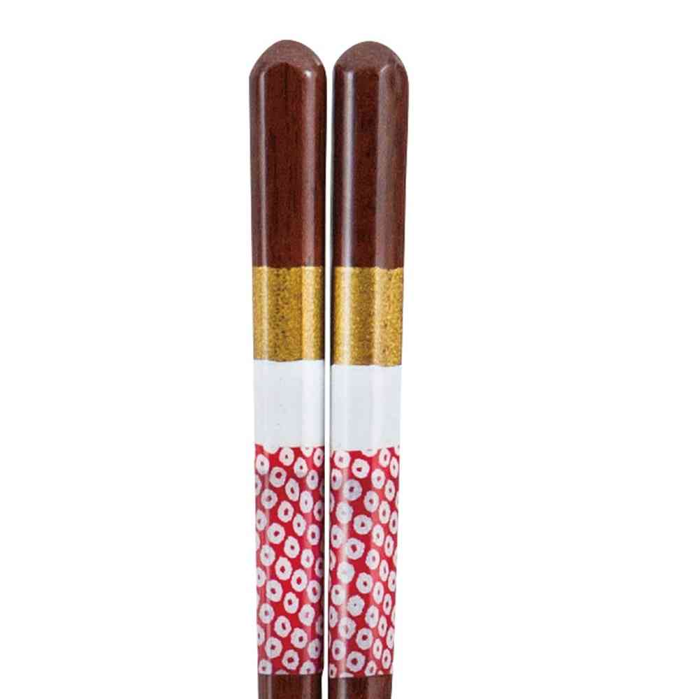 イシダ れとりこなじみ箸 鹿の子 1膳 赤