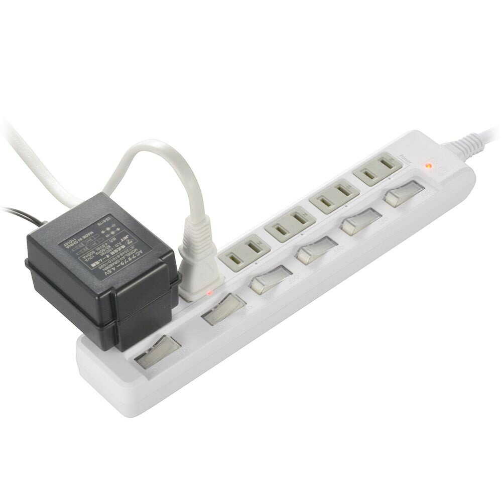 オーム電機 発煙ガード 節電タップ 雷ガード 6個口 2m ホワイト