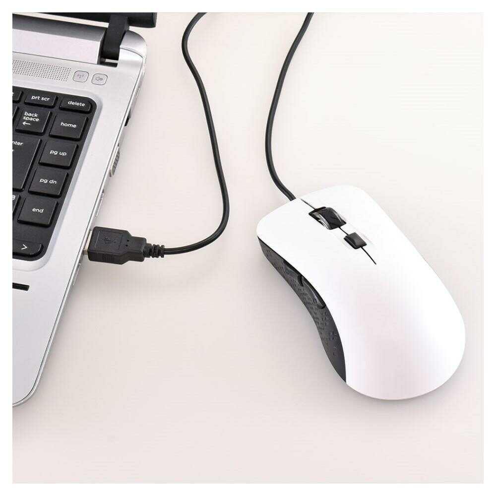 オーム電機 静音マウス 有線 BlueLED Lサイズ 抗菌 1個 ホワイト