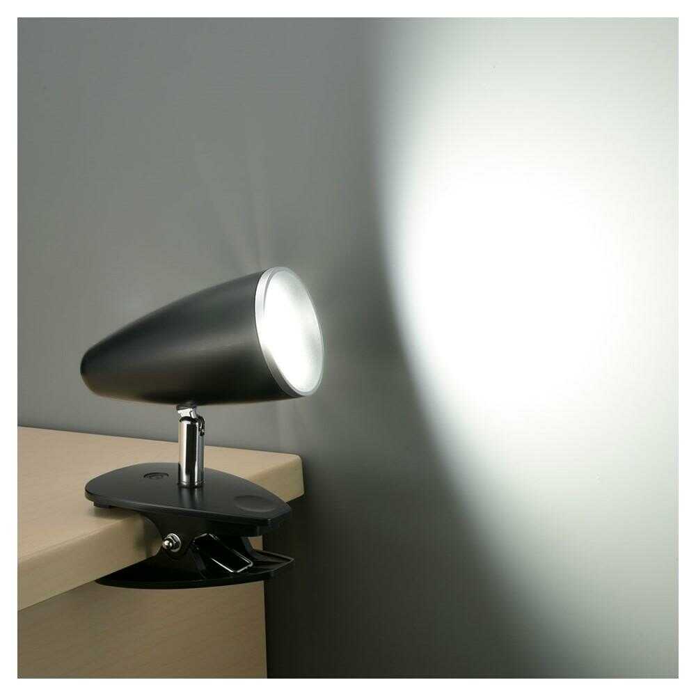 オーム電機 LEDクリップライト 昼白色 1個 ブラック