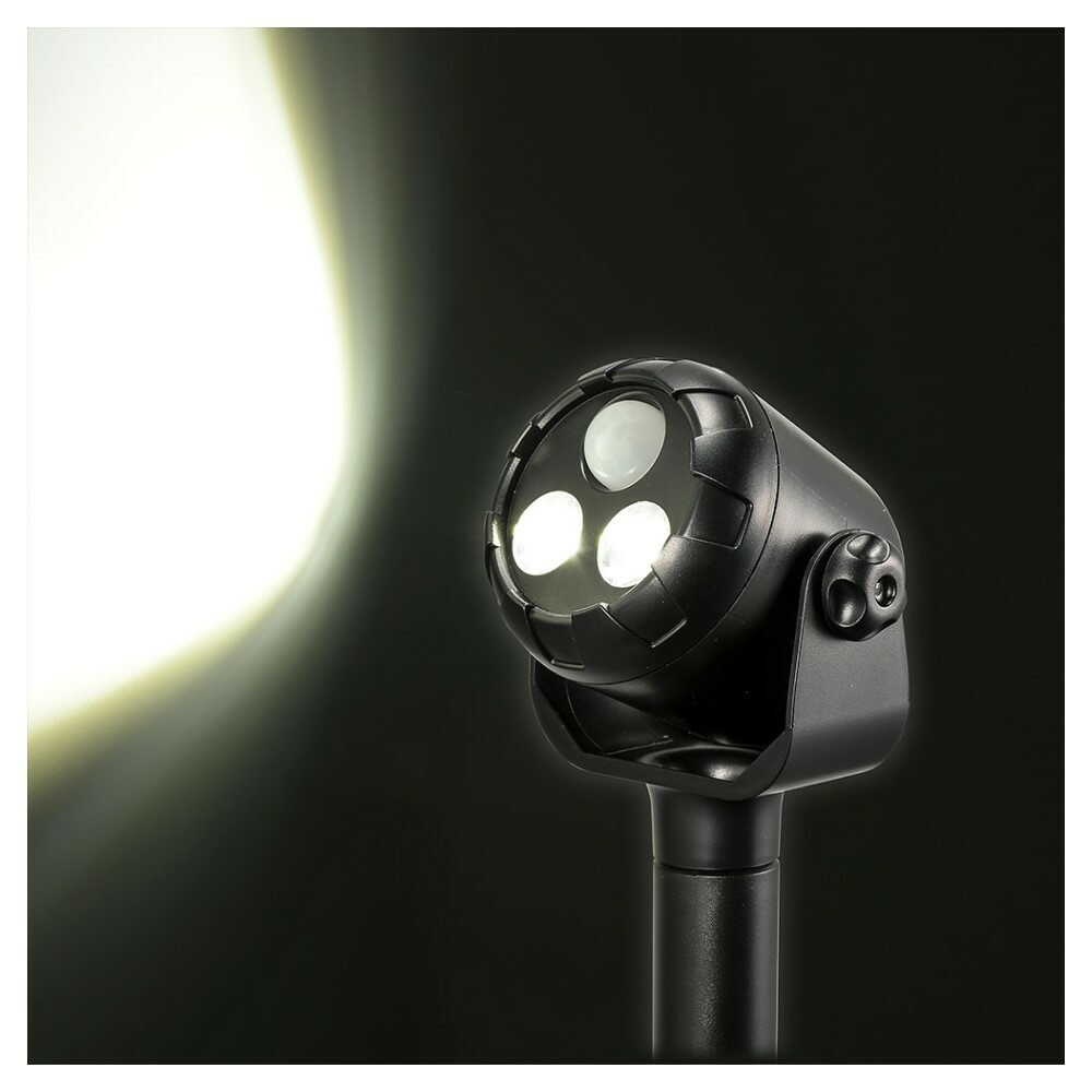 オーム電機 LED 土にさして使うセンサーライト 電池式 昼白色 ブラック