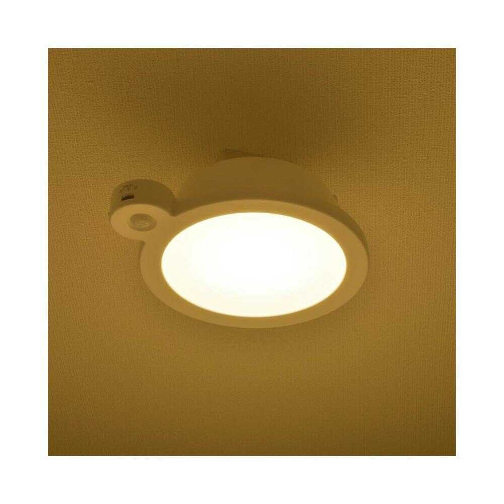 オーム電機 LEDミニシーリングライト100形電球色センサー付 ホワイト