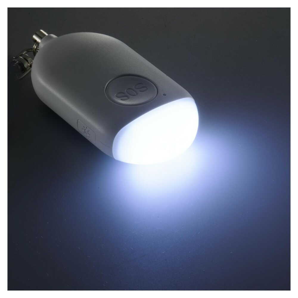 オーム電機 LEDミニライト 防犯アラーム付き 充電式 ホワイト