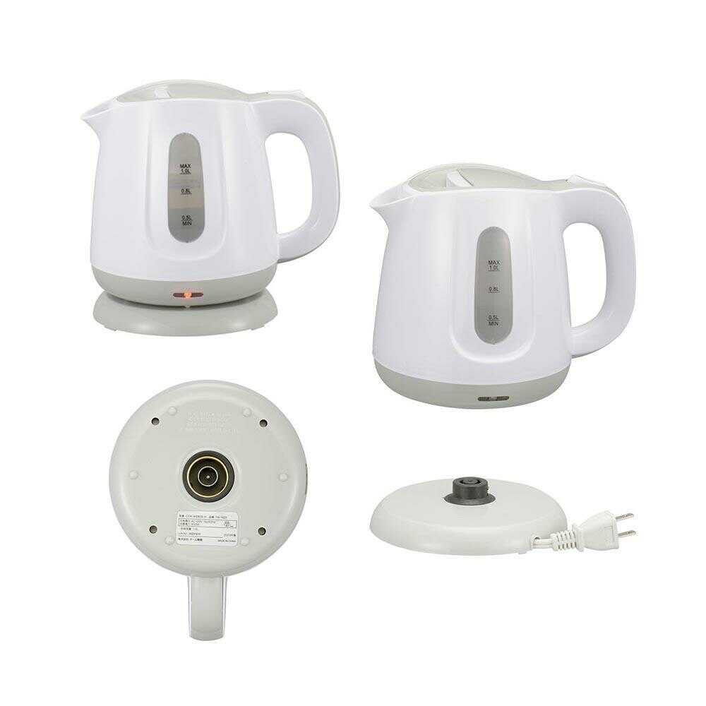 オーム電機 電気ケトル グレー グレー