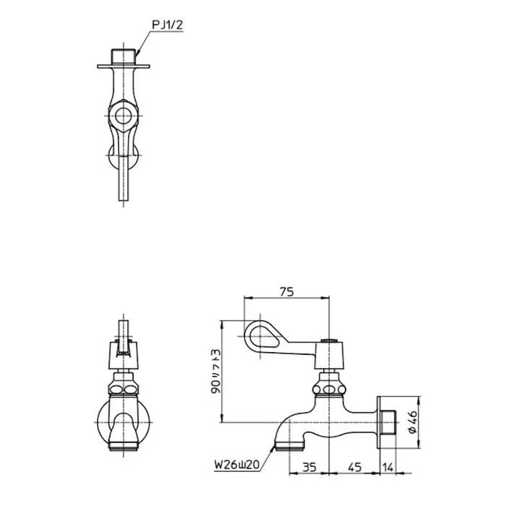 三栄 SANEI 厨房用自在水栓本体 共用形 A1310F-13 【直送品】 返品・キャンセル・他商品と同時購入は不可