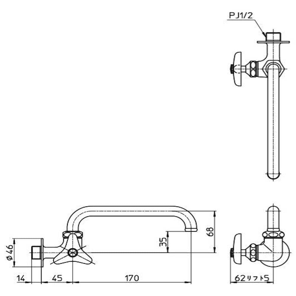 三栄 SANEI 横形自在水栓(左ハンドル) A20LJ-13 【直送品】 返品・キャンセル・他商品と同時購入は不可