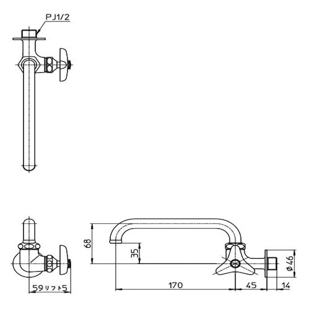 三栄 SANEI 横形自在水栓 JA20J-13 【直送品】 返品・キャンセル・他商品と同時購入は不可