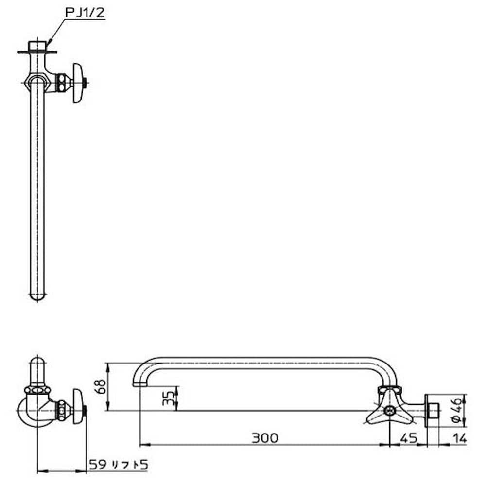 三栄 SANEI 横形自在水栓 JA20J-L3-13 【直送品】 返品・キャンセル・他商品と同時購入は不可