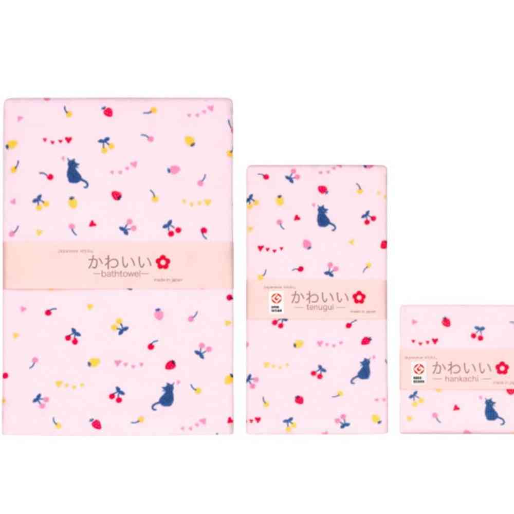 日繊商工 ジャパニーズスタイル フルーツとねこ バスタオル 1枚