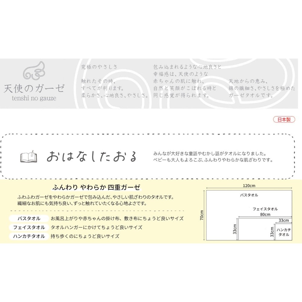 日繊商工 天使のガーゼ おはなしたおる ももたろう フェイスタオル 1枚