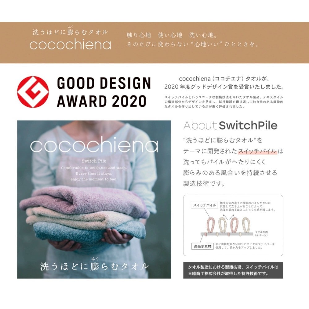 日繊商工 ココチエナ ライン ウォッシュタオル ブラウン 1枚