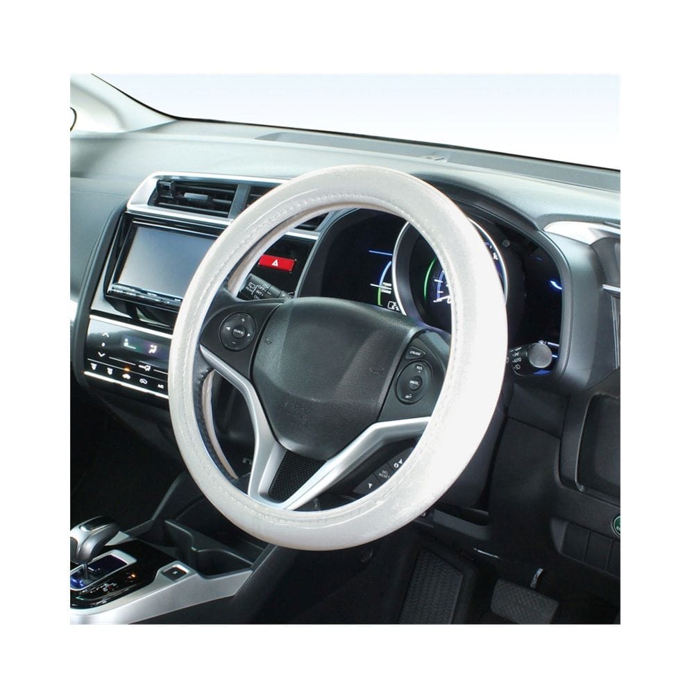 槌屋ヤック かぽっとハンドルカバー超太巻きモケット ホワイトS KCB107