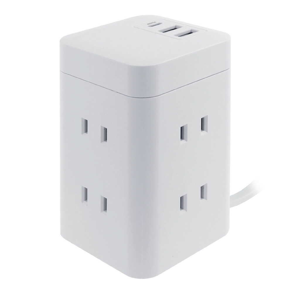 HIDISC タワー型電源タップ ホワイト