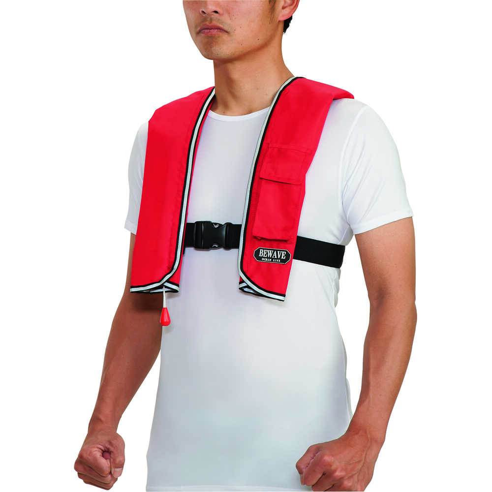 手動型膨張ショルダー式ライフジャケット 手動膨張式ショルダータイプ 小型船舶用ライフジャケット レッド