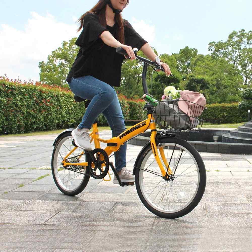 MB382 HUMMER ノーパンク20インチ折畳自転車YE メーカー直送 ▼返品・キャンセル不可【他商品との同時購入不可】