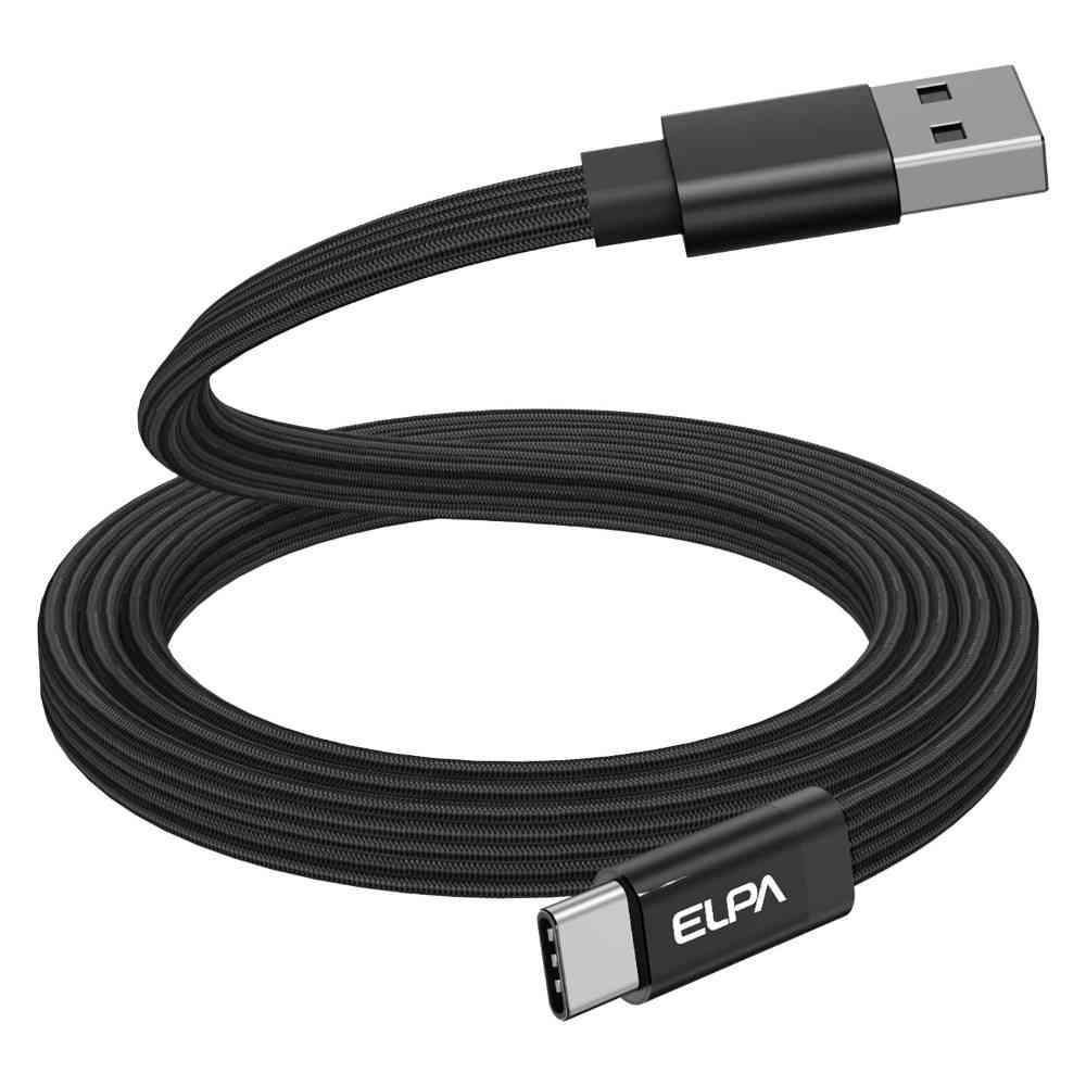 朝日電器 エルパ ELPA マグネットUSBケーブル フラット AtoC 1m MCA-FAC1027(BK)