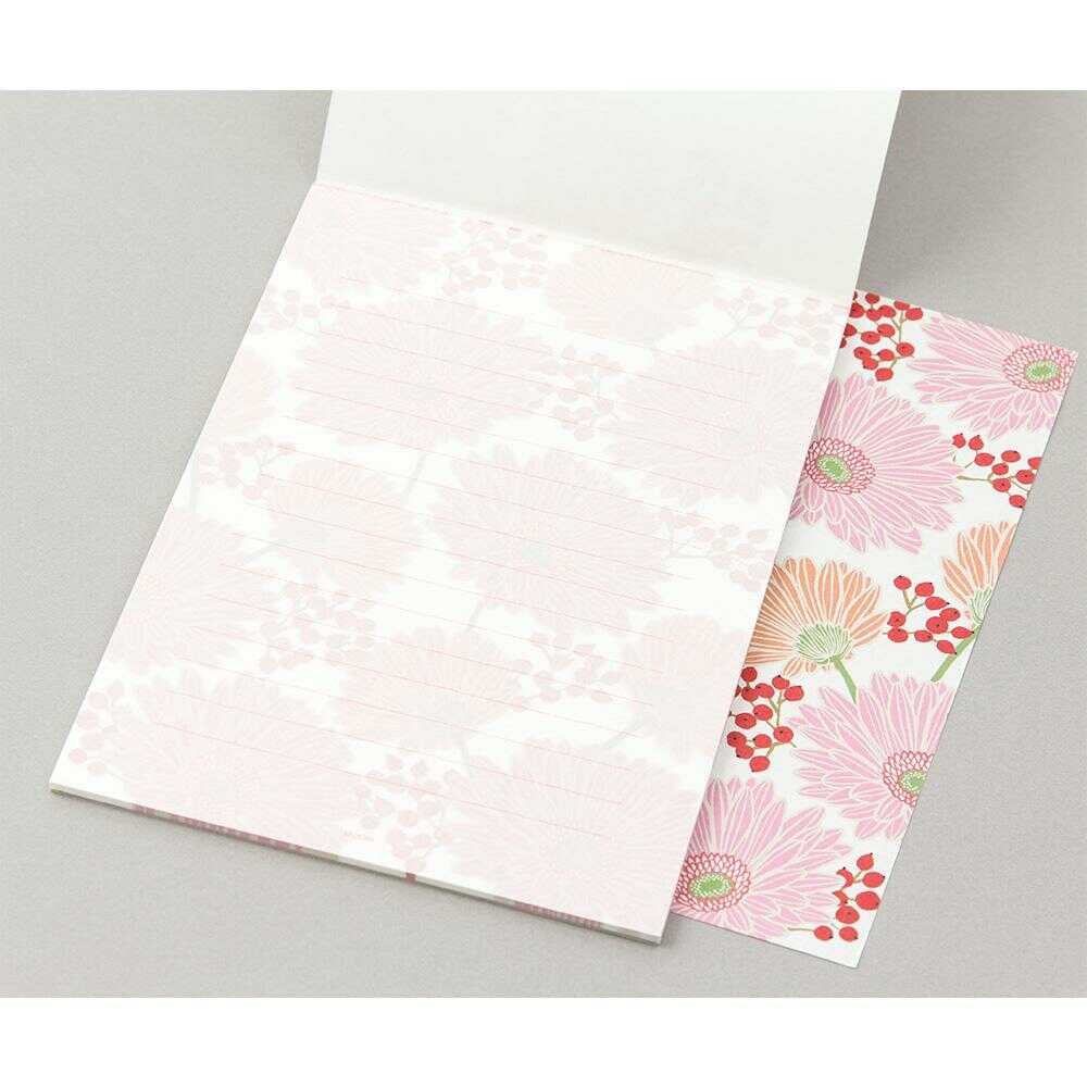 ミドリ 便箋<A5> 和紙 ガーベラ柄 1冊24枚入