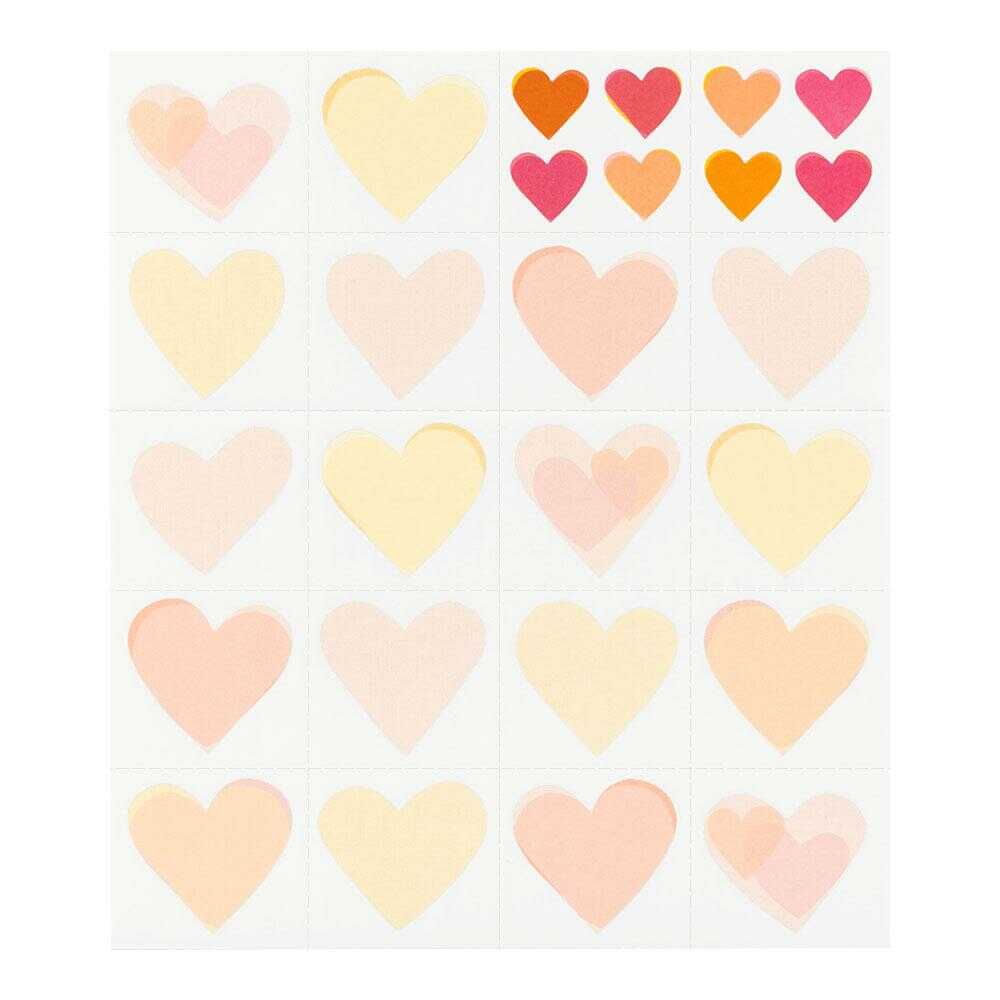 ミドリ カラー色紙 寄せ書きシール付 ハート柄 1枚