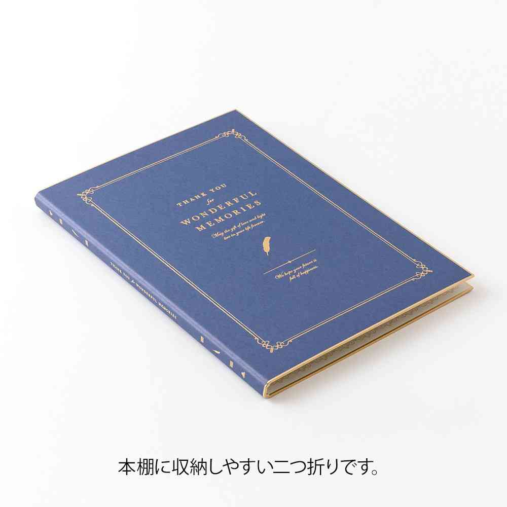 ミドリ カラー色紙<A4> シール付 二つ折り 本型 紺 1個