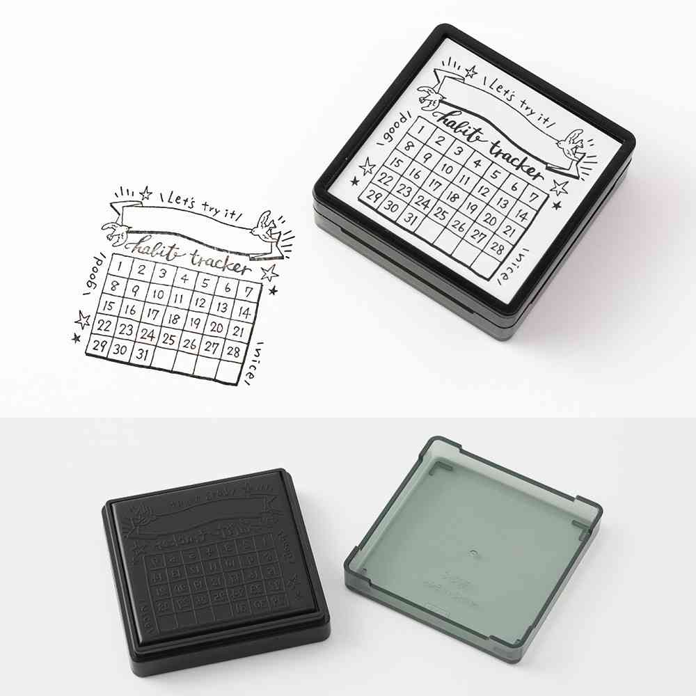 ミドリ スタンプ 浸透印 ハビットトラッカー柄 1個