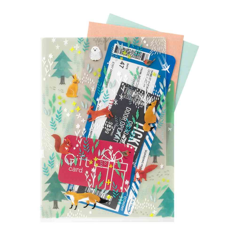 ミドリ 3ポケットクリアホルダー<A5> 北欧動物柄 1個