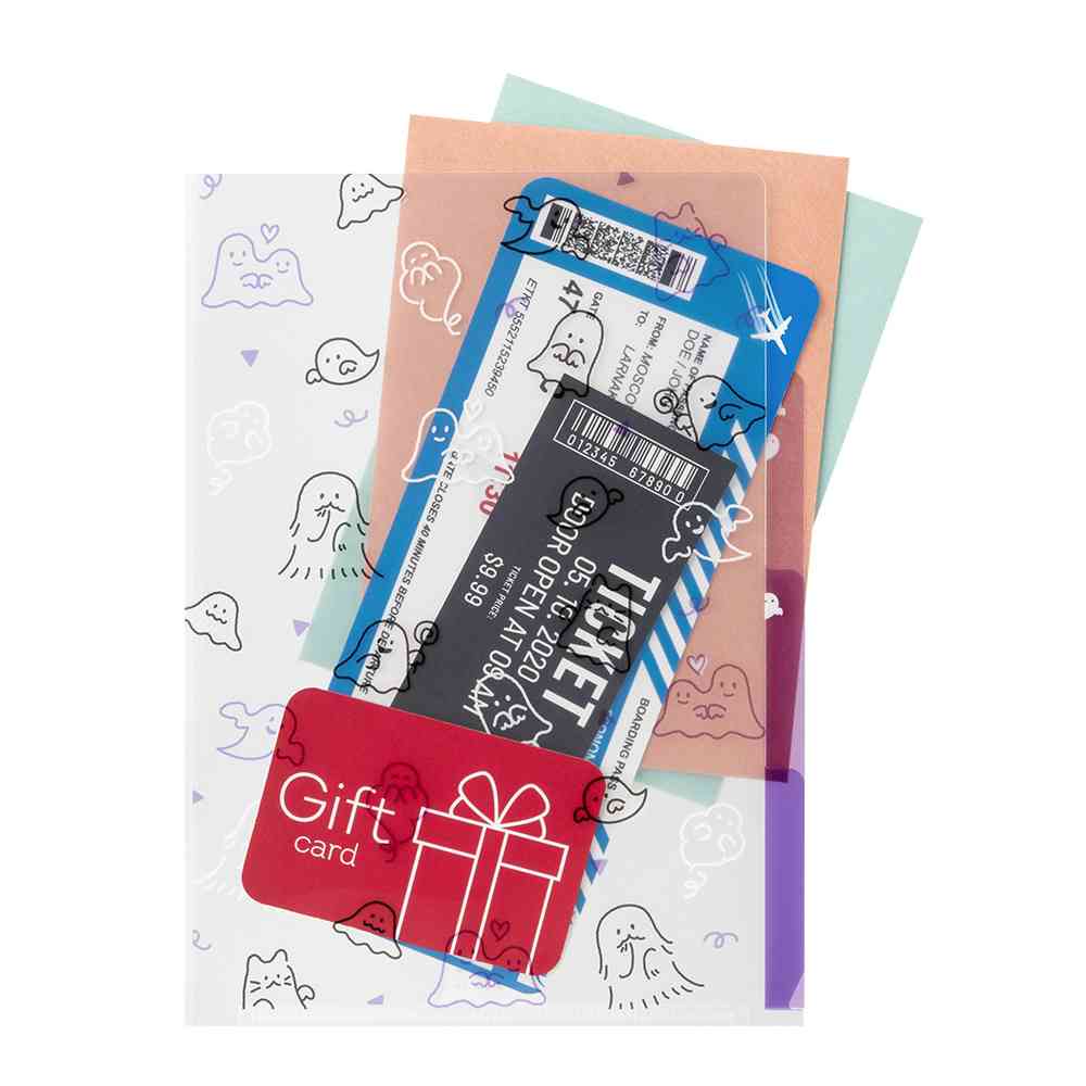 ミドリ 3ポケットクリアホルダー<A5> おばけ柄 1個